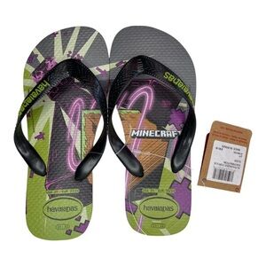 Havaianas Kids Top Minecraft Flip Flops Size USA 3/4 NWT